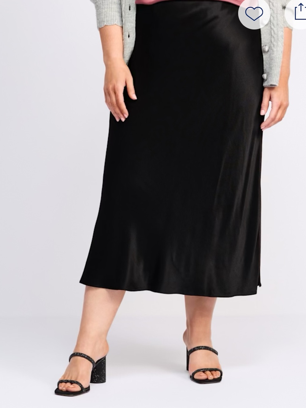 Montgomery Post Black Satin Midi Skirt